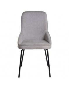Cadeira de design GWEN, estofada em cinza claro e pes em...
