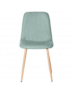 Silla ILIANA tela menta y patas de metal efecto madera.