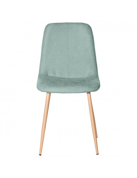 Silla ILIANA tela menta y patas de metal efecto madera.
