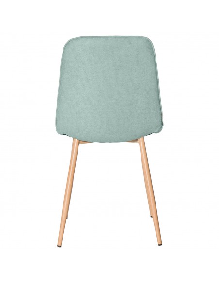 Silla ILIANA tela menta y patas de metal efecto madera.