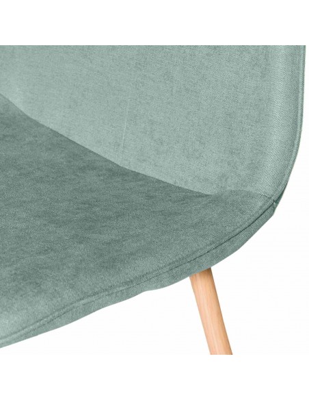 Silla ILIANA tela menta y patas de metal efecto madera.