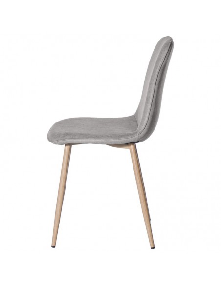 Silla ILIANA tela gris claro y patas de metal efecto madera.