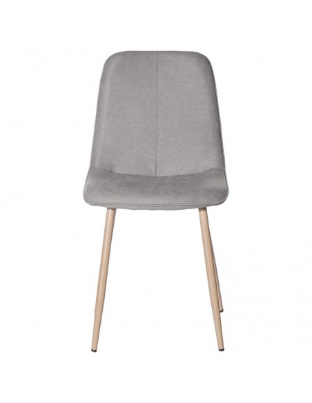 Silla ILIANA tela gris claro y patas de metal efecto madera.