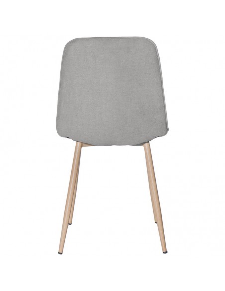 Silla ILIANA tela gris claro y patas de metal efecto madera.