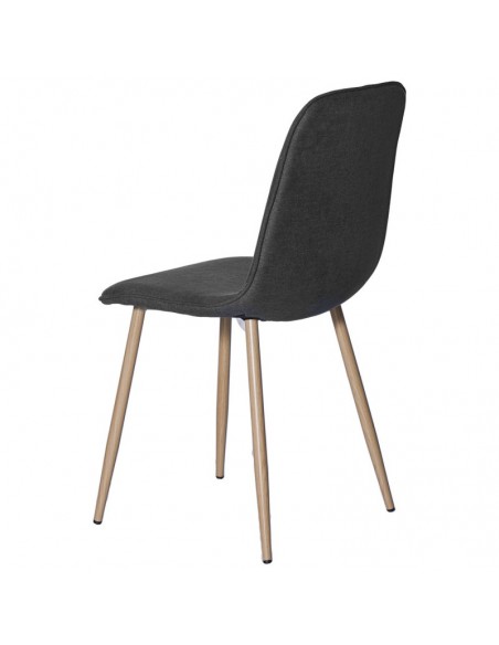 Silla ILIANA en tela gris oscuro y patas de metal efecto madera.