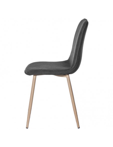 Silla ILIANA en tela gris oscuro y patas de metal efecto madera.