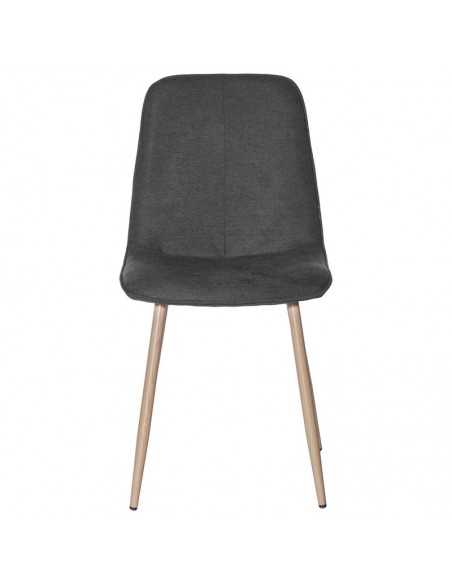 Silla ILIANA en tela gris oscuro y patas de metal efecto madera.