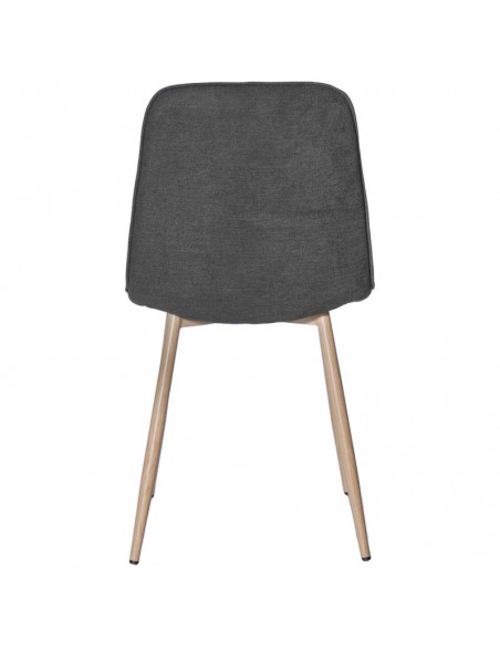 Silla ILIANA en tela gris oscuro y patas de metal efecto madera.