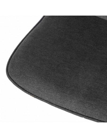 Silla ILIANA en tela gris oscuro y patas de metal efecto madera.