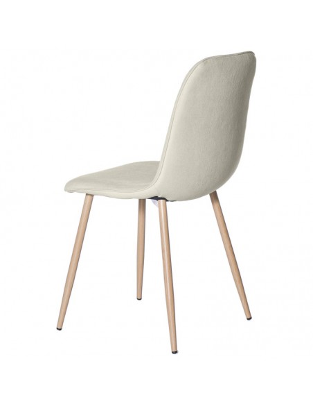 Silla ILIANA en tela beige y patas de metal efecto madera.