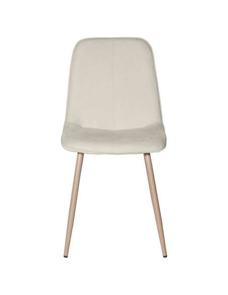 Silla ILIANA en tela beige y patas de metal efecto madera.