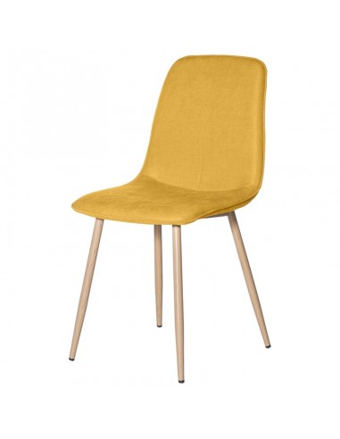 Cadeira ILIANA tecido cor mostarda e pernas em...