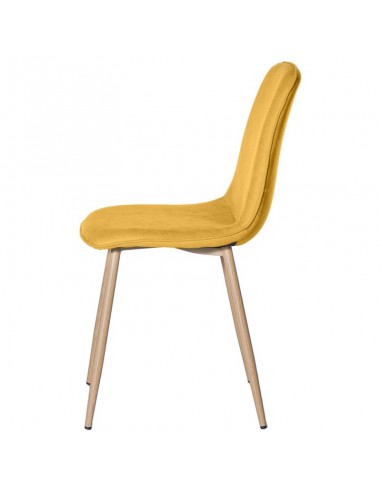 Cadeira ILIANA tecido cor mostarda e pernas em...