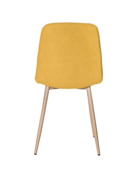 Silla ILIANA tela color mostaza y patas de metal efecto madera.