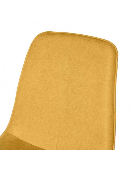 Silla ILIANA tela color mostaza y patas de metal efecto madera.