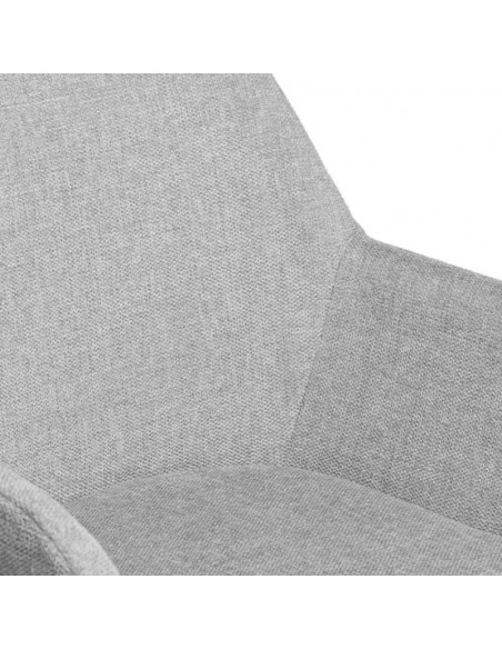 Silla comedor ISABELLA, tela en gris claro y patas de metal negro.