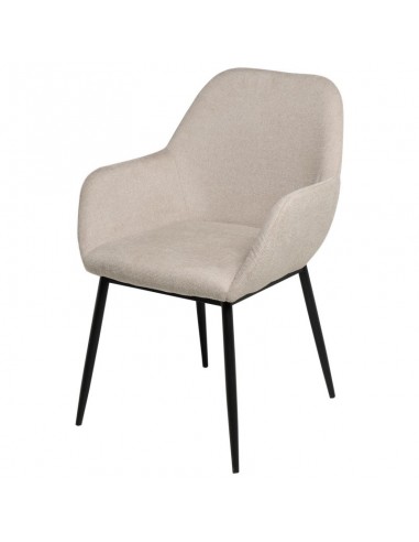 Silla comedor ISABELLA, tela en beige y patas...