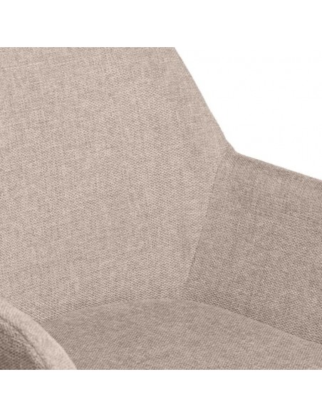 Silla comedor ISABELLA, tela en beige y patas de metal negro.