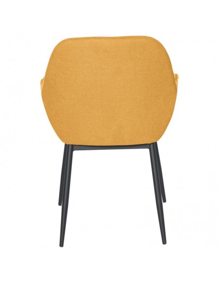 Silla comedor ISABELLA, tela en mostaza y patas de metal negro.