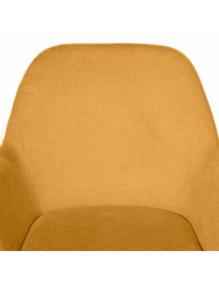 Silla comedor ISABELLA, tela en mostaza y patas de metal negro.