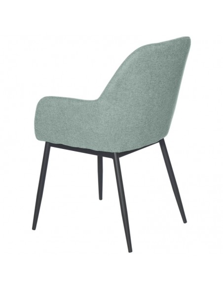 Cadeira de sala ISABELLA, tecido menta e pés de metal preto.