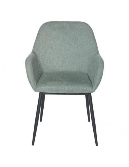 Cadeira de sala ISABELLA, tecido menta e pés de metal preto.