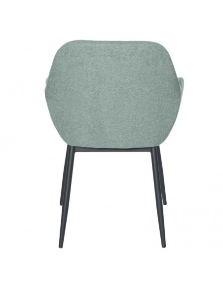 Cadeira de sala ISABELLA, tecido menta e pés de metal preto.