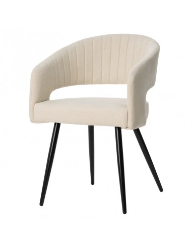 Silla de diseño con brazos Kora, tela Forest y metal negro