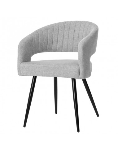 Cadeira de design com braços Kora, tecido Forest e metal preto