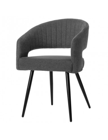 Cadeira de design com braços Kora, tecido Forest e metal preto