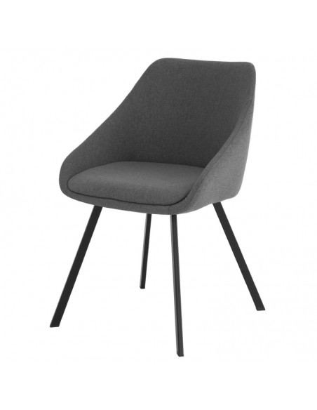 Cadeira design JENNA em tecido anta e pernas em metal preto.