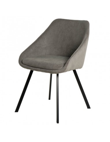 Silla de comedor MACIE, tejido pana gris claro.
