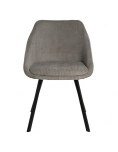 Cadeira de jantar MACIE, tecido de veludo cotelê cinza...