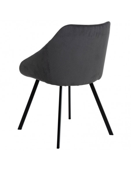 Silla de comedor MACIE, tejido pana gris oscuro.