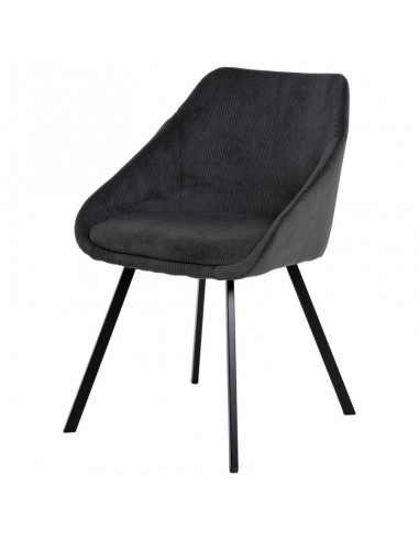 Silla de comedor MACIE, tejido pana gris oscuro.