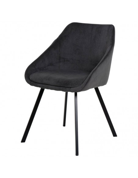Silla de comedor MACIE, tejido pana gris oscuro.