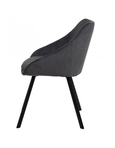 Silla de comedor MACIE, tejido pana gris oscuro.