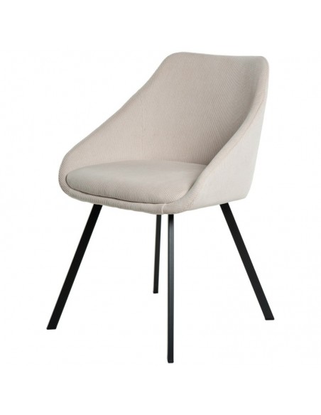 Cadeira de jantar MACIE, tecido de veludo cotelê beige.