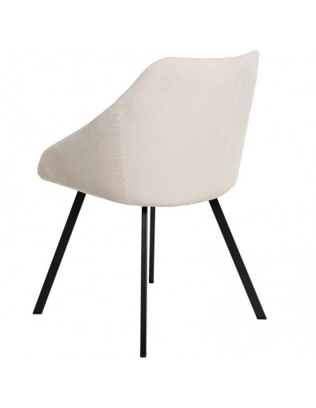 Cadeira de jantar MACIE, tecido de veludo cotelê beige.