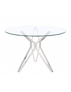 Mesa redonda de cristal Rio 110, acero