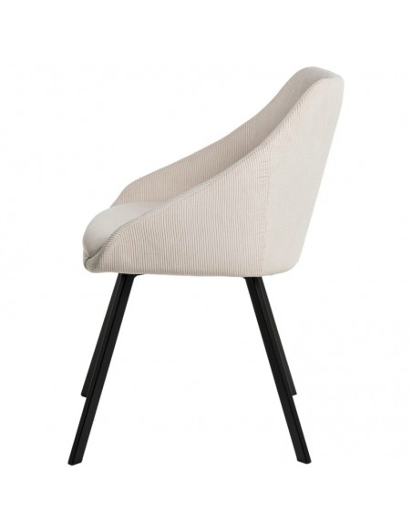 Cadeira de jantar MACIE, tecido de veludo cotelê beige.
