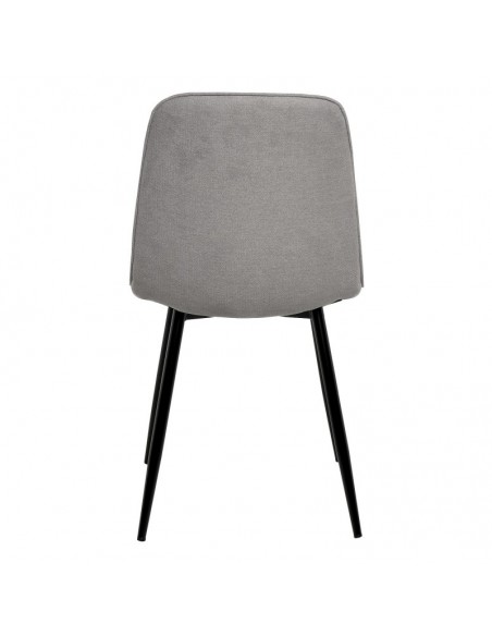 Silla MARLEEN tapizada en tela gris claro y patas de metal negro.