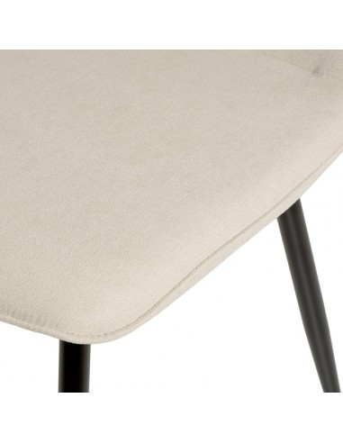 Silla MARLEEN tapizada en tela beige y patas de...