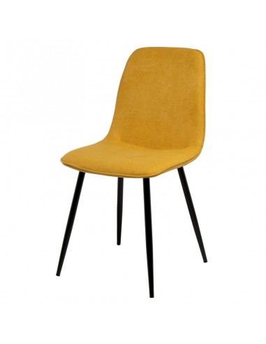 Silla MARLEEN tapizada con tela mostaza y patas...