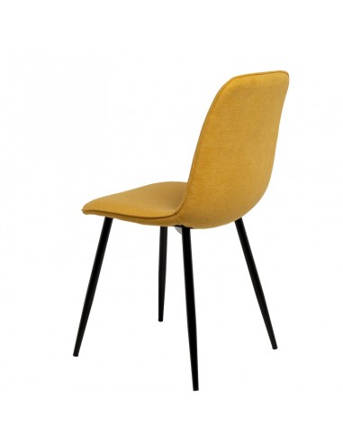 Silla MARLEEN tapizada con tela mostaza y patas...