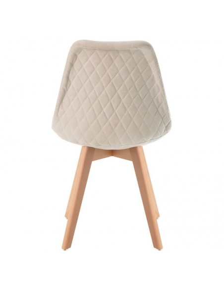 Silla Milena con patas de madera, tapizada en terciopelo