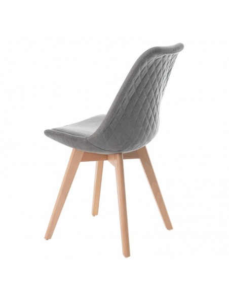 Silla Milena con patas de madera, tapizada en terciopelo