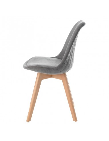 Silla Milena con patas de madera, tapizada en...