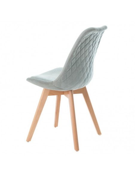 Silla Milena con patas de madera, tapizada en terciopelo