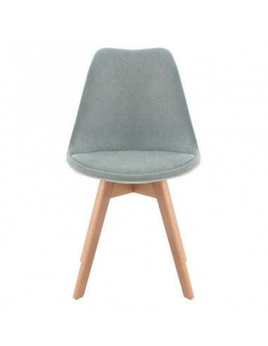 Silla Milena con patas de madera, tapizada en...